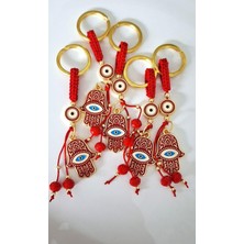 Svc Aksesuar Hediyelik 5'li Fatma Ana Eli & Hamse Anahtarlık - Kırmızı - 9,5 cm