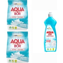AQUABOR Doğal Mineralli Beyazlar Için Çamaşır Deterjan 6 kg 2 Adet+Elde Yıkama Bulaşık Deterjan