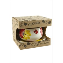 SiHako Çiçek Desenli Seramik Tabaklı Kupa