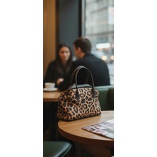 TheMoiss The Moiss Leopar Desenli Burslu Yedek Askılı Kadın El ve Omuz Çantasi