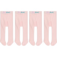 Novibaby 4'lü Bebek Pamuklu Külotlu Çorap, Çocuk Yenidoğan Pamuk Kız Erkek Okul Çorabı, Beyaz Ekru Pembe Vs.