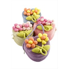 SiHako Çiçek Kalp Hasır Çanta