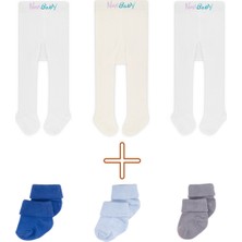 Novibaby 3'lü Bebek ve Çocuk Pamuklu Külotlu Çorap & Yenidoğan Bambu Bebek Çorap Seti, Yumuşak, Esnek Yapılı