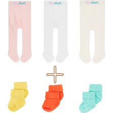 Novibaby 3'lü Bebek ve Çocuk Pamuklu Külotlu Çorap & Yenidoğan Bambu Bebek Çorap Seti, Yumuşak, Esnek Yapılı