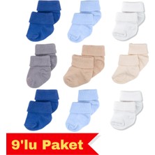 Novibaby 9'lu Bambu Yenidoğan Bebek Çorap, Kız Erkek Çocuk Çorabı, Beyaz Ekru Pembe Çok Renkli