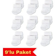 Novibaby 9'lu Bambu Yenidoğan Bebek Çorap, Kız Erkek Çocuk Çorabı, Beyaz Ekru Pembe Çok Renkli