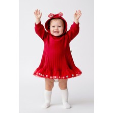 Babymod Kapüşonlu Fiyonklu 100% Pamuk Kız Bebek Elbise