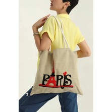 Clodi Bej Hasır Nakışlı Omuz Çantası