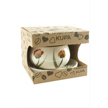 SiHako Çiçek Desenli Seramik Tabaklı Kupa