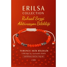 Erilsa Sertifikalı Ruhsal Sezgi Aktivasyon Enerji Bilekliği – Turuncu Akik ve Terahertz Doğal Taş 4 mm