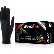 Beybi Nitril Pudrasız Muayene Eldiveni Siyah Large