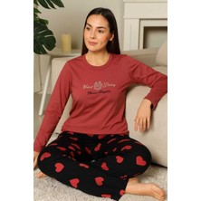 Tenra Kadın Pijama Takımı Kalp Desenli