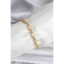 Clariss 14K Gold Renk Kaplama Lazerli Zincir Model cm Kadın Bileklik - BLK-0135