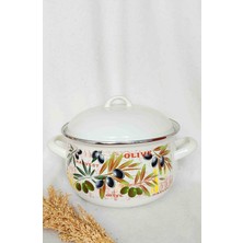 Olive Harvest Emaye Tencere 5 Litrelik 24 cm Çap Süt Yoğurt Çorba Tenceresi