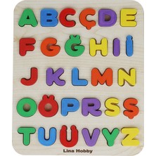 Alfabe Harf Puzzle - Ahşap Tabanlı ve Pla Harflerden Eğitici Oyuncak (21X25CM)