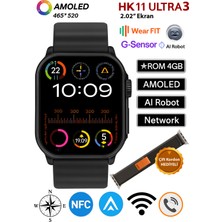 Özbience 2025 HK11 Ultra 3 Aı Akıllı Saat, Amoled, Gps, Nfc, 4gb, Chatgpt, Pusula