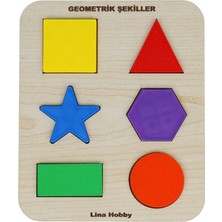Montessori Eğitici Ahşap Geometrik Şekiller Yapboz - Okul Öncesi Çocuk Zeka Oyunu (20X17 Cm)
