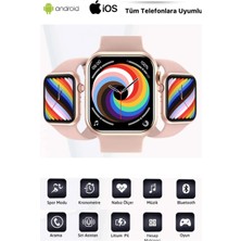 Özbience Yeni Nesil Akıllı Saat, Ios ve Android Uyumlu, Bluetooth Bildirimli, Pembe Gold