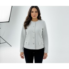 Lyvean Bisiklet Yaka Üç Iplik Penye Kısa Ceket