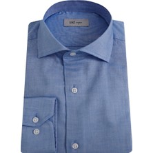 Uki Mavi Tam Italyan Yaka Klasik Gömlek