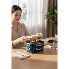 Kitchenboost Beslenme Kabı Çelik Sefer Tası - Yemek Termosu Saklama Kabı 2 Katlı 400+450=850ML.