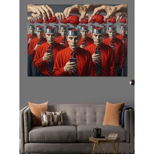 Artmeg Et Beyinli Kırmızılı Adamlar Soyut Dekoratif Kanvas - Mdf Ahşap Tablo