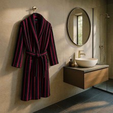 Alesta Home Alesta Home Pamuklu Siyah Fuşya Çizgili Bornoz BRNZ035