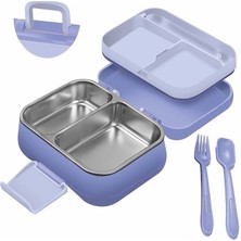 Kitchenboost Beslenme Kabı Çelik Sefer Tası - Yemek Termosu Saklama Kabı 1030ML.2 Bölmeli Kulplu