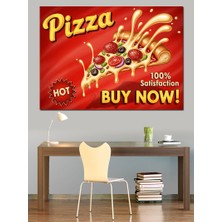 Artmeg Pizza Dilimi "buy Now" Yazılı Afiş Dekoratif Kanvas - Mdf Ahşap Tablo