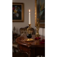 Montdekor El Yapımı Mermer Taşlı Bronz Mumluk (20 cm yükseklik)
