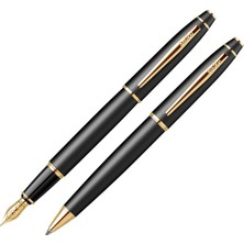 Scrikss Tükenmez & Dolma Kalem Set 35 Noble Mat Siyah Altın ( Isim Yazdırılabilir Detay Açıklamada )