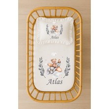 Moda Lime Isimli Bebek Nevresim Takımı 70X120 – Uçaklı Ayıcık Temalı Fırfırlı Dolgulu Yastıklı