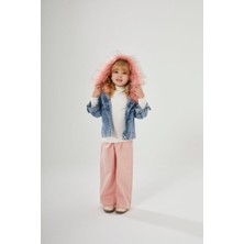 Butik Kız Çocuk Çıkarılabilir Kürk Detaylı Kot Ceket