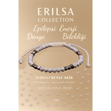 Erilsa Sertifikalı Epilepsi Denge Enerji Bilekliği - Sedefli Beyaz Akik ve Terahertz Doğal Taş 4 mm