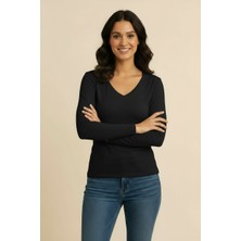 Lyvean V Yaka Regular Uzun Kollu Tshirt