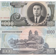 Kuzey Kore 2006 Yılı 1000 Won Yabancı Kağıt Para Çil ( Unc ) Koleksiyon Para