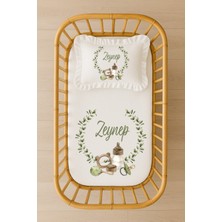 Moda Lime Isimli Bebek Nevresim Takımı 70X120 Doğal Yeşil Çelenk ve Baby Set Fırfırlı Dolgulu Yastıklı