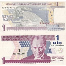 8.emisyon 1 Ytl Seri A23 Yerli Kağıt Para Çil ( Unc ) Koleksiyon Para