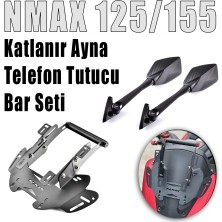 Yamaha Nmax 125/155 2021-2024 Katlanır Ayna Telefon Tutucu Bar Seti