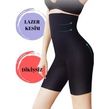FitQueen Yüksek Bel Toparlayıcı Dikişsiz Korse Şort, Lazer Kesim Teknolojisi ile Kıyafet Altında Görünmeyen Ultra Ince Kumaşı Sayesinde Anında Inceltir, Sıkılaştırır ve Şekillendirir.