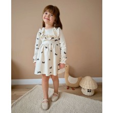 Butik Kız Çocuk Kelebek Desenli %100 Pamuklu Elbise