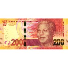 Güney Afrika 2013 Yılı 200 Rand Yabancı Kağıt Para Çil ( Unc ) Koleksiyon Para