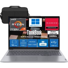 Lenovo Thinkbook 16 Amd Ryzen 7 7730U 24GB 512GB SSD Amd Radeon Graphics (1920X1200) 16" Wuxga 300NITS IPS Windows 11 Pro Taşınabilir Bilgisayar & Çanta