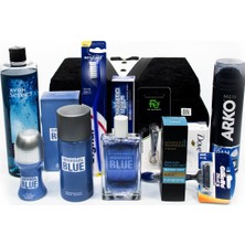 Adenz Damat Bohçası Bakım Seti - Tıraş Seti - Çeyiz Nişan Söz Bohçası Sandık Seti- Blue