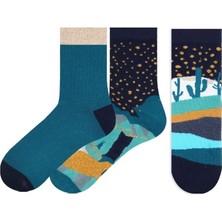 Semoor 3 Lü Manzara Desenli Kadın Kısakonç Çorabı