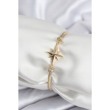 Clariss Pirinç Vıp Seri Gold Renk Kutup Yıldızı Model Kadın Bileklik - BLK-0018