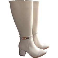 Mirelle Jeoli Bej Cilt Topuklu Çizme