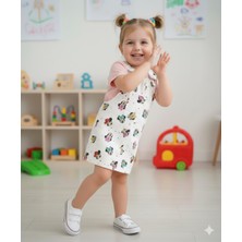 Butik Kız Çocuk Beyaz Salopet Kot Ayarlanabilir Detaylı