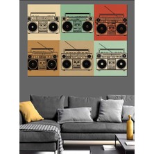 Tablo Mega Retro Kasetçalar Radyolar Koleksiyonu Dekoratif Kanvas - Mdf Ahşap Tablo