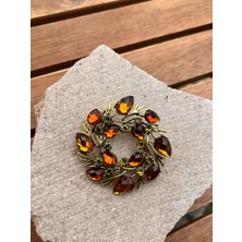 Nunu Takı Kahverengi Taşlı Broş